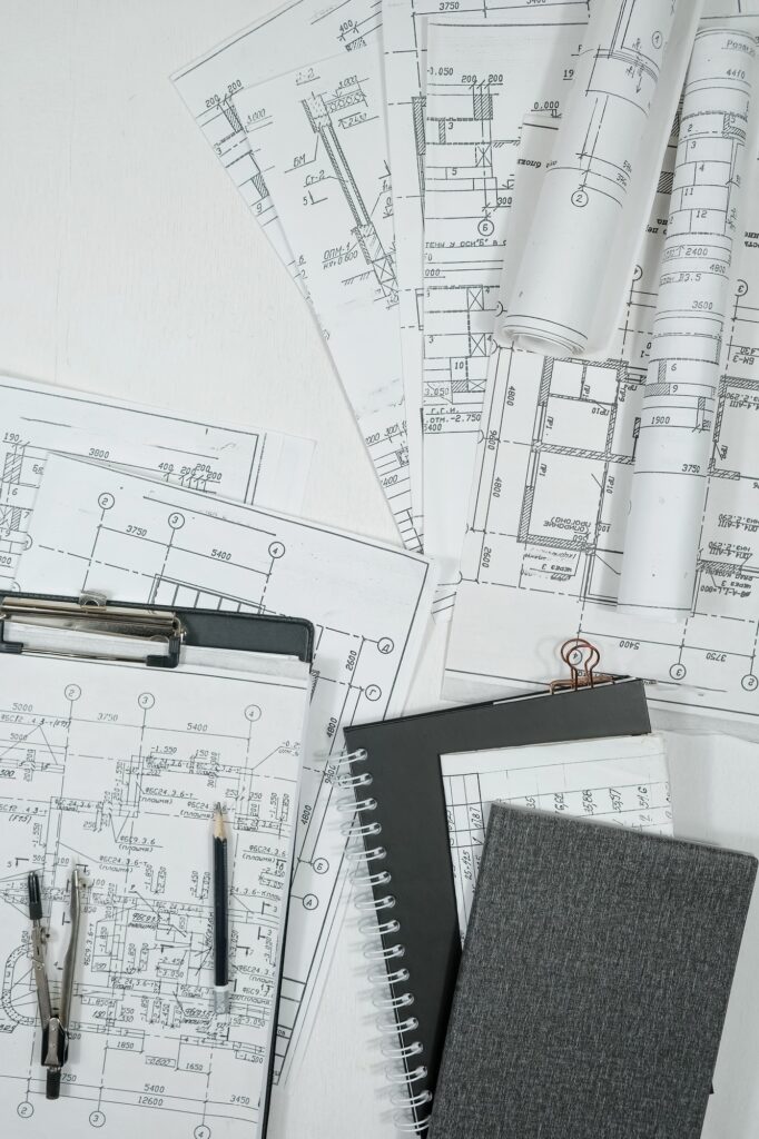 architect design working drawing sketch plans blueprints and making architectural