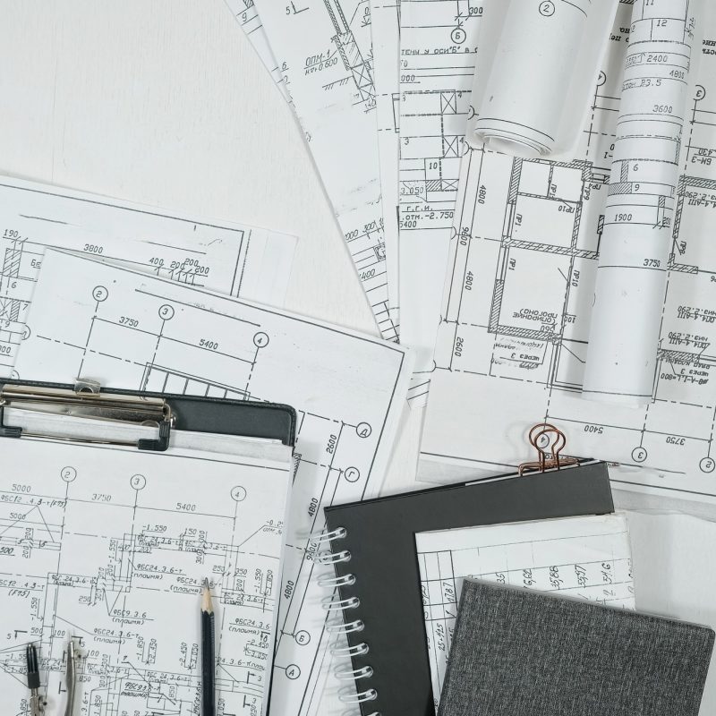 architect design working drawing sketch plans blueprints and making architectural