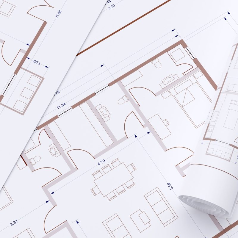 House floor plan, construction concept. Architecture blueprint drawings background, top view. 3d